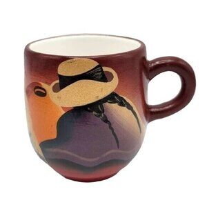 Panino Handpainted Mug Southwest Incan Style 4" Women Hats Signed by Artist